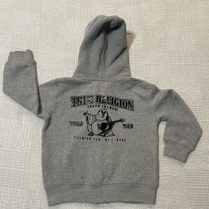 Kids True Religion Gray and Black Graphic Hoodie, unisex size 4 🖤